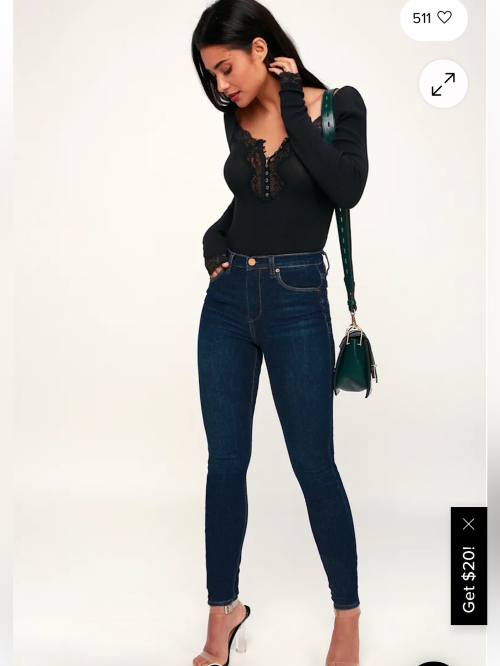 Free People High-Rise Dark Indigo Skinny Jeans